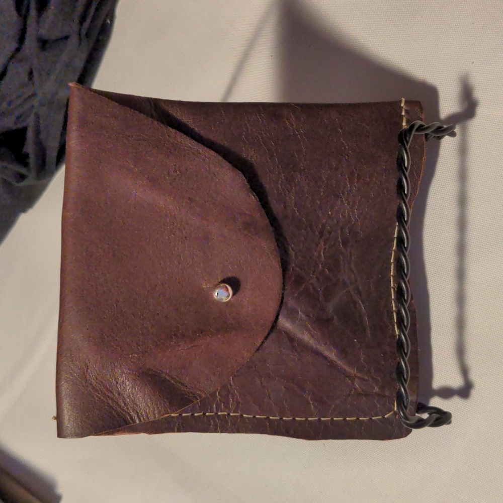Handmade Genuine Leather Free Form Coin Pouch Brown